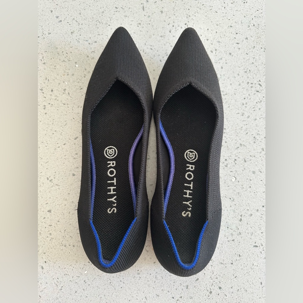 Rothy’s The Point Black Pointed Toe Knit Flats Women’s Size 10